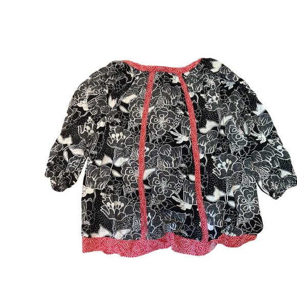 Westbound Womens Floral Boho Top Blouse L Floral Peasant 1/4 Button - Picture 5 of 5